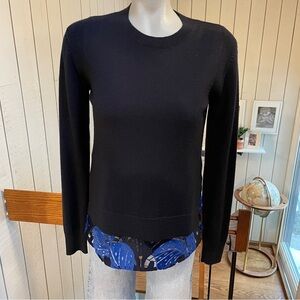 Jason Wu sweater long sleeve crewneck floral wool blue extra small